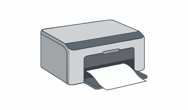 Modern Desktop Printer Vector Illustration Isolated Office Printing Equipment