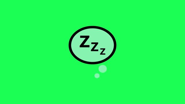 Sleeping icon with zzz letters on a green background