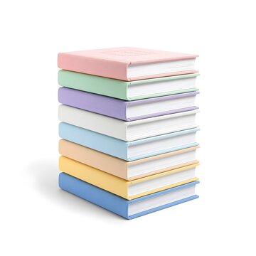 stack of colorful books on isolated background