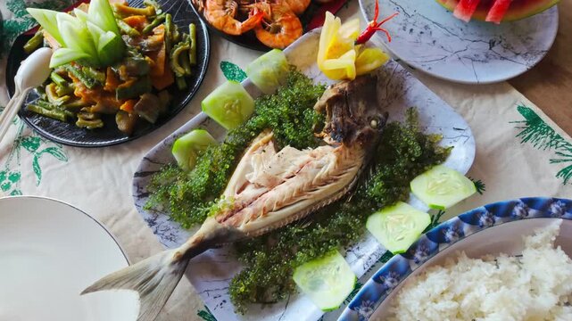 Traditional Island Hopping Seafood Lunch In Coron Palawan Philippines