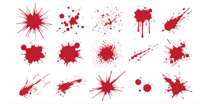 Red Blood Splatter Collection with Drips, Spray, Splash. creative art
