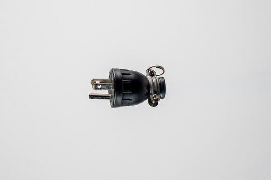 3 Pin United States Power Plug Electrical Plug on white background.