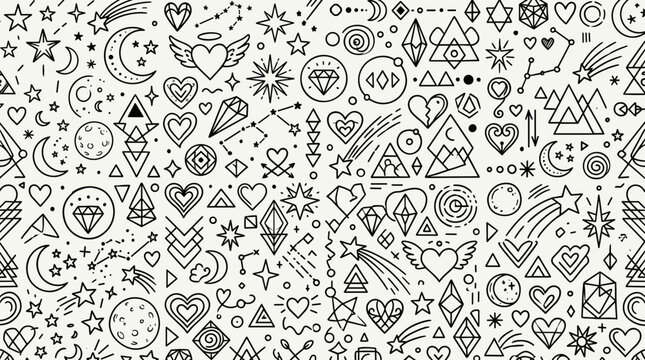 Hand drawn doodle pattern vector illustration abstract shapes for textile and background design