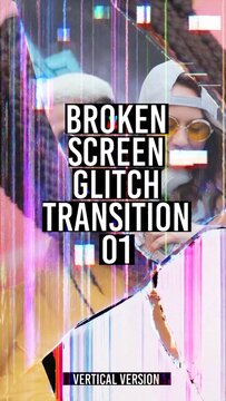 Broken Screen Glitch Transition - Vertical Version 01