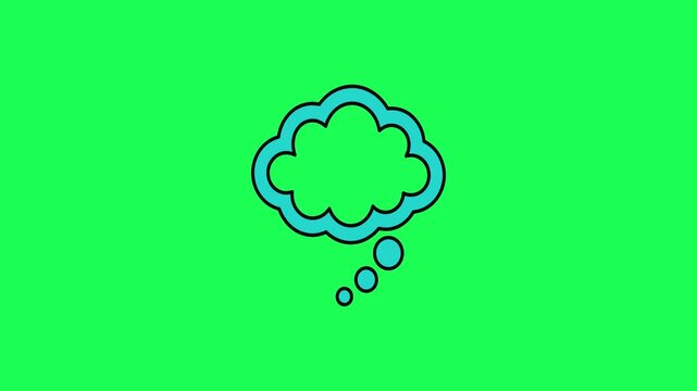 Simple turquoise thought bubble illustration on bright green background