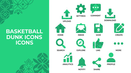 Fototapeta premium Green Digital Interface Icons Collection Isolated