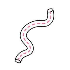 Fototapeta premium Wavy Tube with Dashed Line