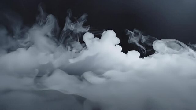 Dense white smoke or vapor rising against a dark background with soft and swirling patterns