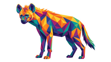 Obraz premium Geometric Low Poly Hyena Illustration on White Background