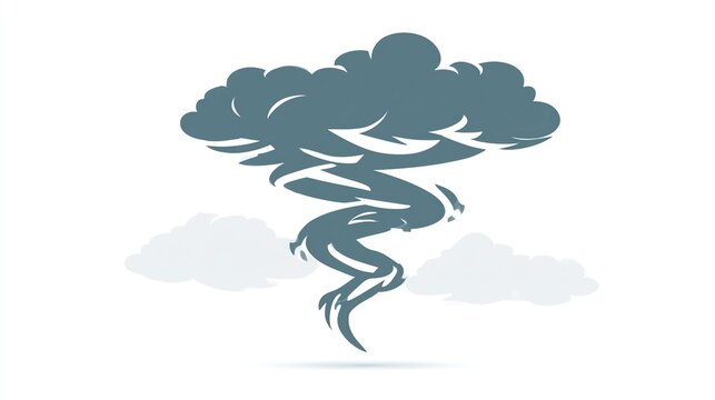 Stylized Tornado with Clouds Graphic Icon