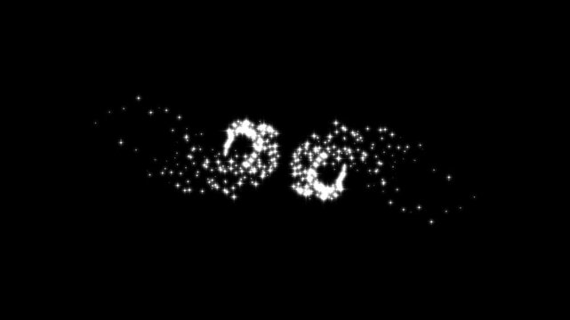 Luxury white glitter sparkle stars line trail, glittering flat vector doodles, cartoon doodle style blinking stars, particle magic tail sparkling glitter star dust loop, black screen 4k.