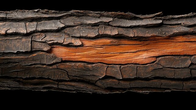 Detailed Texture Of Tree Bark With A Stripped Section