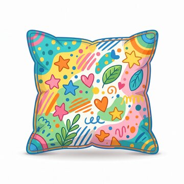 Colorful Doodle Pillow