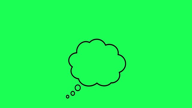 Black thought bubble on vibrant green screen background