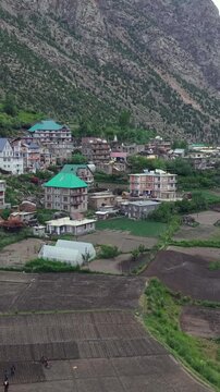 Vertical Aerial View of Turtuk Village, Nubra Valley, Ladakh, India
