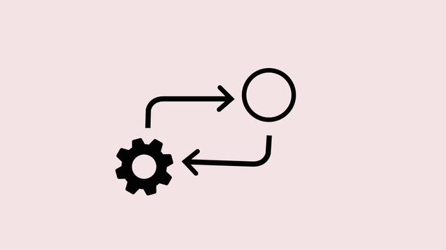 Process symbol in black for your web site design on white background.  Gears. Mechanical mechanism technology, machine components, engineering or process concept. Settings or production icon.