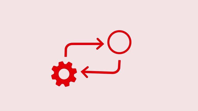 Process symbol in black for your web site design on white background.  Gears. Mechanical mechanism technology, machine components, engineering or process concept. Settings or production icon.