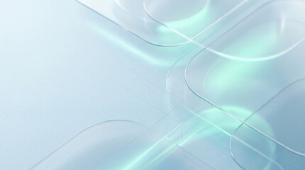 Naklejka premium Dynamic abstract background featuring luminous flowing lines and translucent glass-like elements, creating a modern, clean, and futuristic digital aesthetic