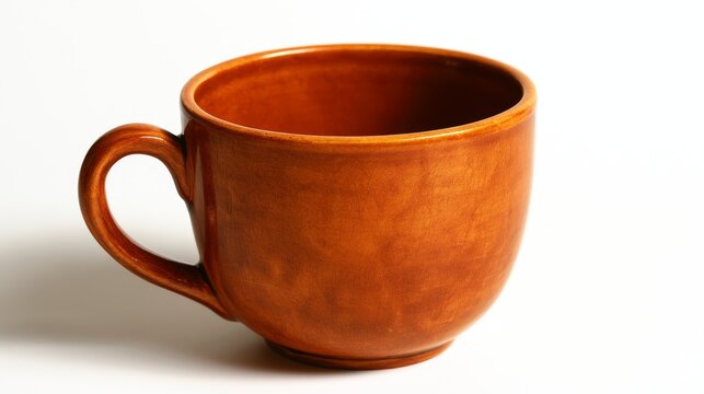 Orange ceramic cup isolated