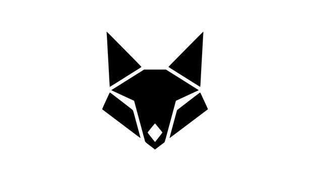 Modern abstract black and white fox emblem minimalist logo vector design