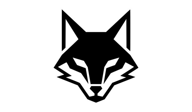 Bold minimalist black and white fox silhouette logo vector illustration