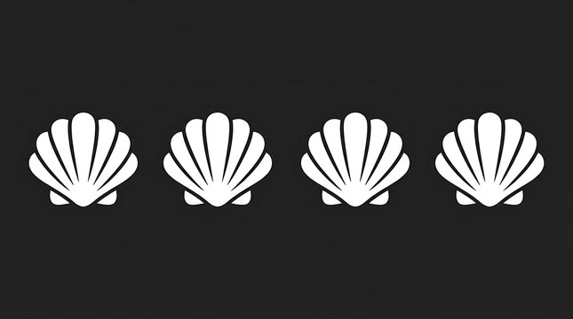 Shell silhouettes on black background.