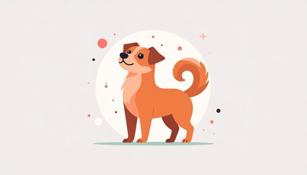 Cute brown dog cartoon illustration on light background.