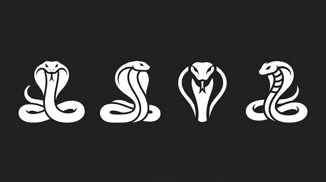 White cobra snake silhouette icons