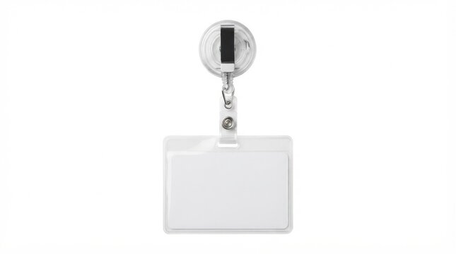 Clear plastic badge holder with retractable reel clip