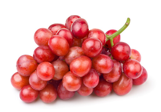 Red grape cluster isolated on white background.