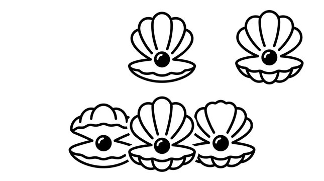 Pearl clam outline icons