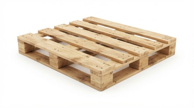 Sturdy light wood pallet for shipping and logistics isolated on white background high resolution studio shot
