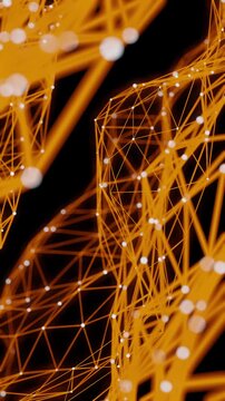 Abstract network of glowing orange lines and nodes in motion