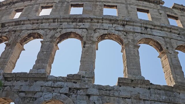 Ruins of the Roman amphitheater in Pula, Croatia 