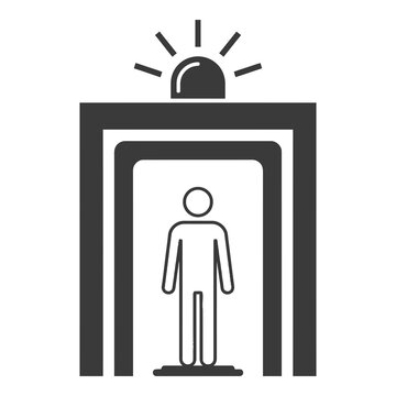 Security scanner gate icon with human figure and alarm light symbol
