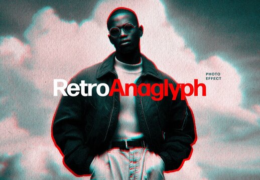 Retro Anaglyph Photo Effect For Poster And Social Media Design