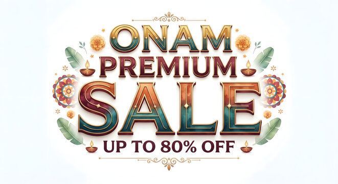 Happy onam festival sale logo banner poster concept on background.