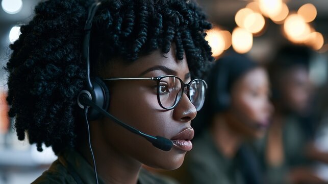 Customer support operator at work