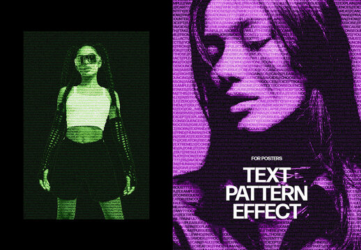 Vertical Text Pattern Photo Effect For Poster And Print Design