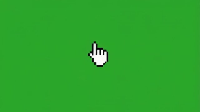 Cursor pointer animation in a digital interface with green and black background
