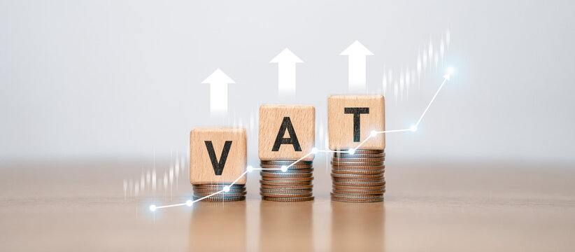 Wooden blocks with VAT Represents the value-added tax