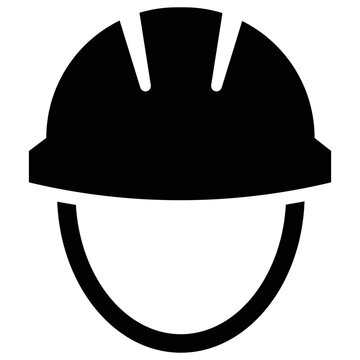 Black construction hard hat icon for safety and work