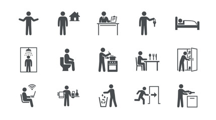 Fototapeta premium Set of daily routine and household activity icons