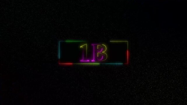 Neon 1B Text Animation with Colorful Laser Light Glow and Border Trail on Dark Space Background