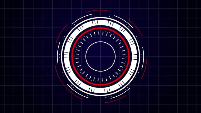 Abstract high tech rotating HUD circle radar and telemetry element motion graphics