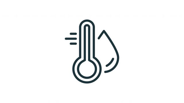 Thermometer With Water Drop Animated Icon With Alpha Channel. Temperature And Humidity Measurement Motion Graphic. Climate Control And Weather Monitoring. On Transparent Background