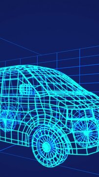 3d technical drawing of car 4k