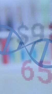 Animation of dna strand over test tubes