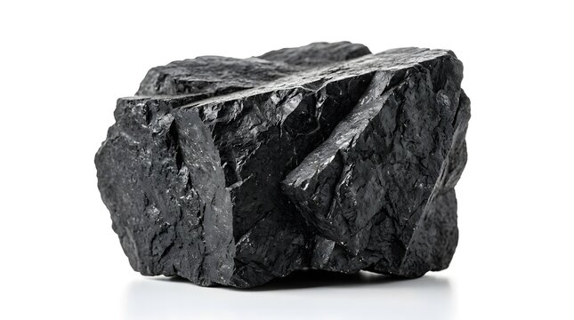A rough raw chunk of black anthracite coal harvested from a deep underground mine source ready for energy production and heating applications as a natural carbon fossil fuel resource for