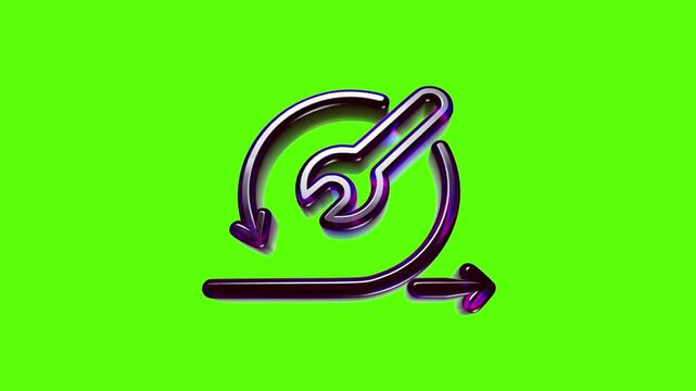 Shiny 3d repair icon with a wrench and circular arrow symbol for maintenance and technical support services